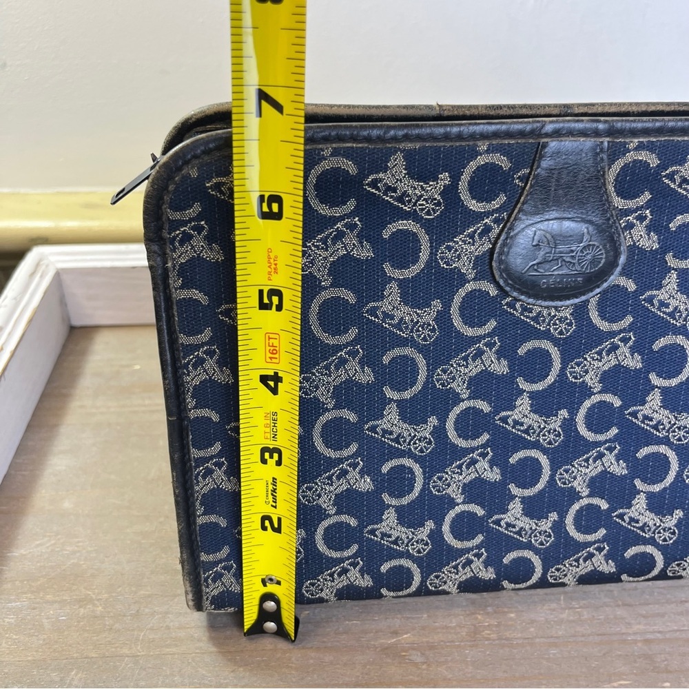 Vintage Celine Navy Macadam Toiletry Bag COA Horse Carriage Old Money Luxury - Picture 11 of 13